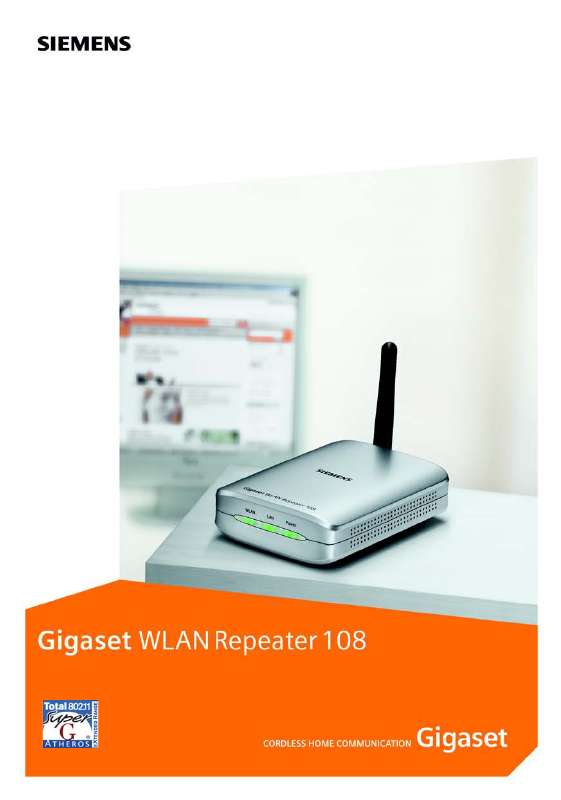 Notice SIEMENS GIGASET WLAN REPEATER 108 - Téléphone Sans Fil Trouver ...